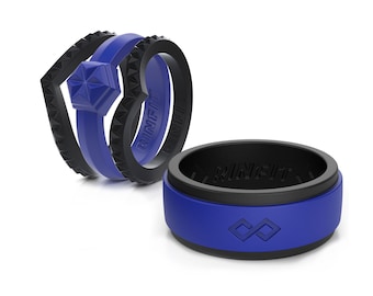 Rinfit Matching Silicone Rings for Couples - Silicone Wedding Bands - Rubber Rings Sets for Him and Her - Couple Bundle Ring Sets