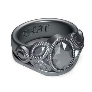 Rinfit Silicone Rings for Women - Female Wedding Rubber Bands - Soft and Comfortable Ring Replacement - Oval Diamond - Metal Collection