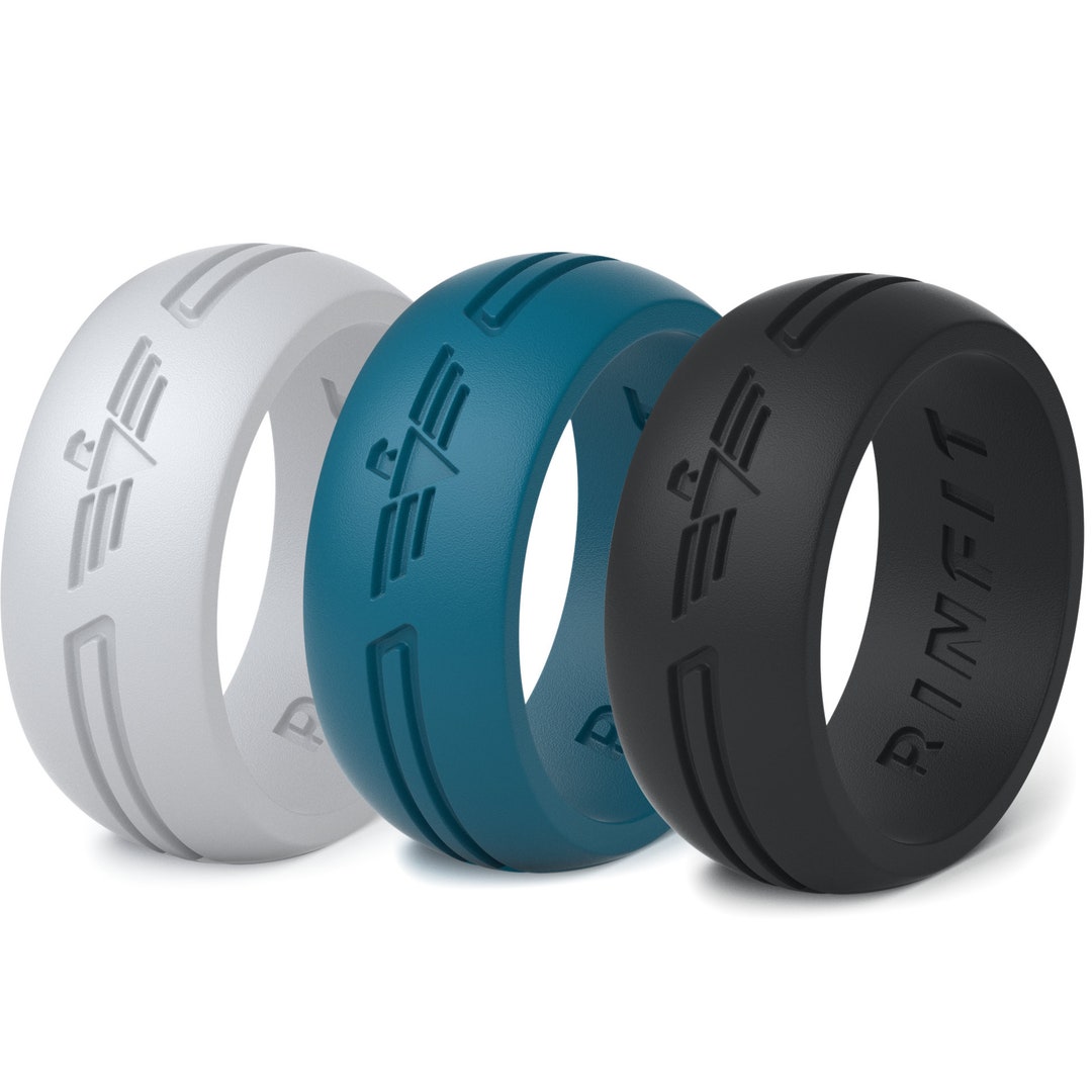 Rinfit Silicone Wedding Ring for Men - Soft Rubber Wedding Band ...