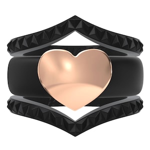 Silicone Wedding Rings for Women by Rinfit - Rubber Band Replacement - Stainless Steel Heart Collection - Stackable Set - 3 Rings