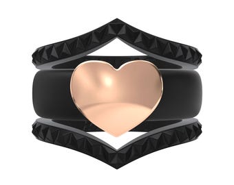 Silicone Wedding Rings for Women by Rinfit - Rubber Band Replacement - Stainless Steel Heart Collection - Stackable Set - 3 Rings