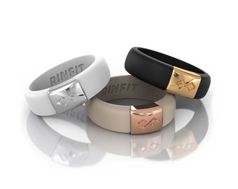Rinfit Silicone Rings for Women - Female Soft & Comfortable Replacement Wedding Rings - Metal Infinity Collection - 3 Rings Set