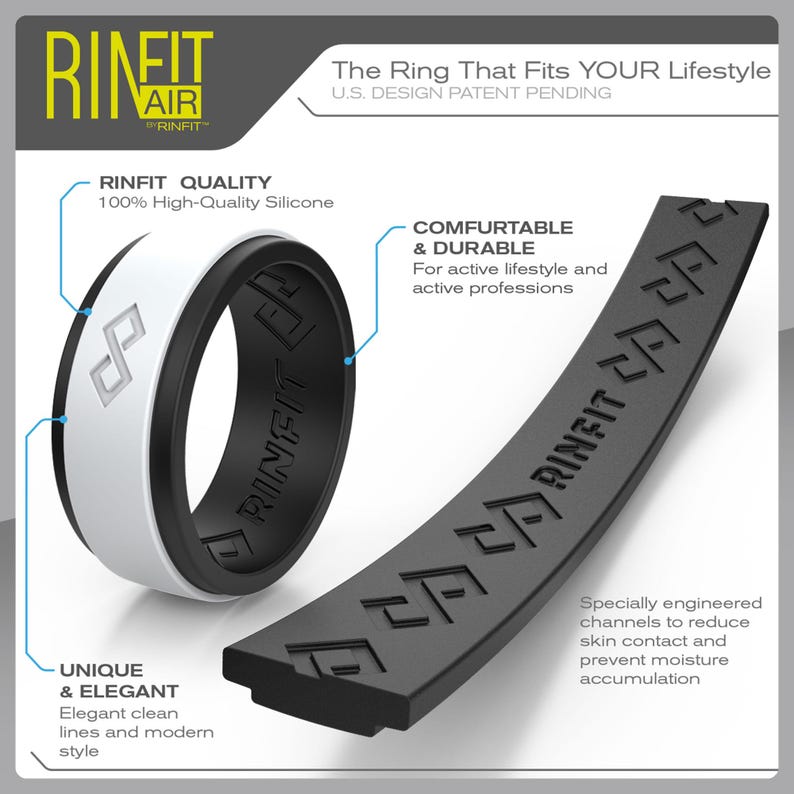 Rinfit Matching Silicone Rings for Couples - Silicone Wedding Bands ...