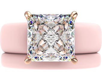 Princess Cut CZ Silicone Ring Set for Women, Stackable 2-Ring Set, 8×8 mm Princess Cut CZ | Patented Design - GlowStone Collection