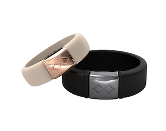 Rinfit Matching Silicone Rings for Couple - Silicone Wedding Bands - Rubber Rings Set for Him and Her - Metal Infinity Set for Women and Men