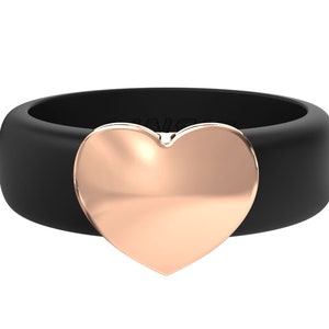 Rinfit Silicone Rings for Women - Female Rubber Wedding Bands - Soft and Comfortable Ring Replacement - Heart Collection