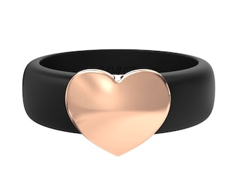 Rinfit Silicone Rings for Women - Female Rubber Wedding Bands - Soft and Comfortable Ring Replacement - Heart Collection