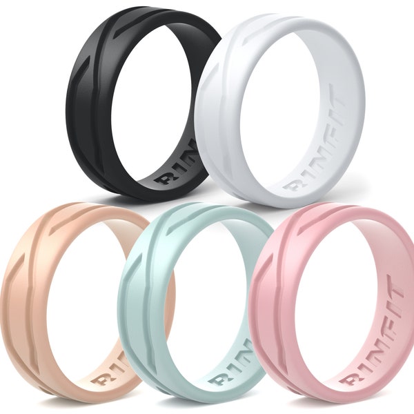 Rinfit Silicone Rings for Women - Female Wedding Rubber Bands - Soft & Comfortable Replacement Rings - 4Love Collection - 5 Rings Set