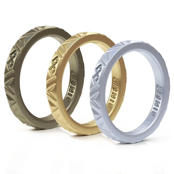 Silicone Rings by Rinfit - Safe & Durable Wedding Bands For Women - Stackable Infinity Rubber Rings - 3 Rings Set