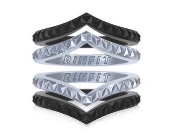 Designed Silicone Wedding Ring for Women. Set of Thin and Stackable Rings. 4 Bands Pack. Affordable, Comfortable, Soft Rubber Wedding Bands