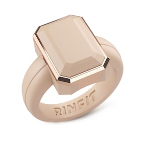 NEWSilicone Wedding Rings for Women-Oversized Diamond Emerald metal frame Rinfit Soft Comfortable Ring Rubber Band Replacement Nude&Rose Gold