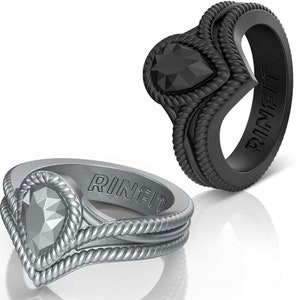 Rinfit Silicone Rings for Women - Female Wedding Rubber Bands - Soft & Comfortable Replacement Rings - Pear Diamond Collection - 2 Rings Set