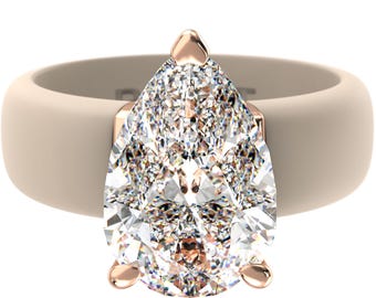 Silicone Ring – 8×12 mm Pear Cut CZ | Patent-Pending Design - GlowStone Collection