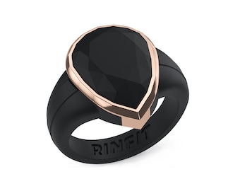 NEW! Silicone Wedding Rings for Women - Oversized Diamond Pear with metal frame by Rinfit - Ring Rubber Band Replacement