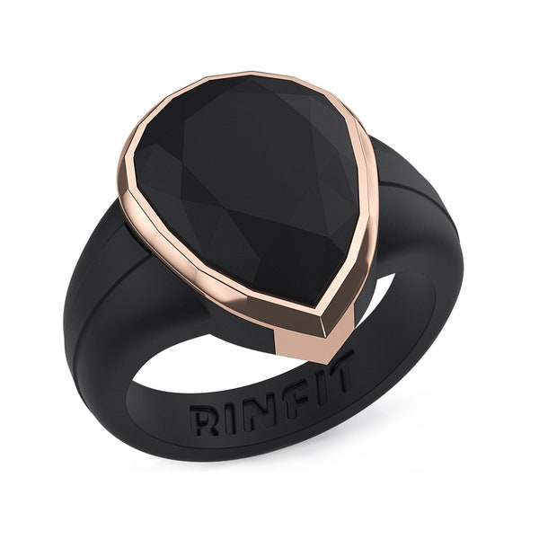 NEW! Silicone Wedding Rings for Women - Oversized Diamond Pear with metal frame by Rinfit - Ring Rubber Band Replacement