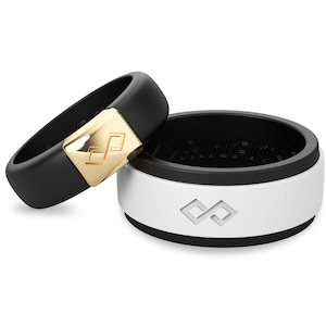 Rinfit Matching Silicone Rings for Couples - Silicone Wedding Bands - Rubber Rings Sets for Him and Her - Rinfit Air and Metal Infinity