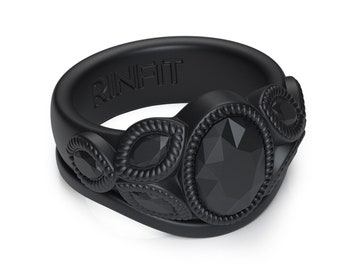 Rinfit Silicone Rings for Women - Female Wedding Rubber Bands - Soft and Comfortable Ring Replacement - Oval Diamond Collection
