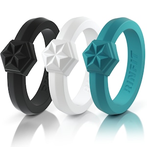 Silicone Wedding Rings For Women by Rinfit- Engagement Rubber Bands - Affordable, Comfortable, Soft Rubber Bands - 3 Rings Pack