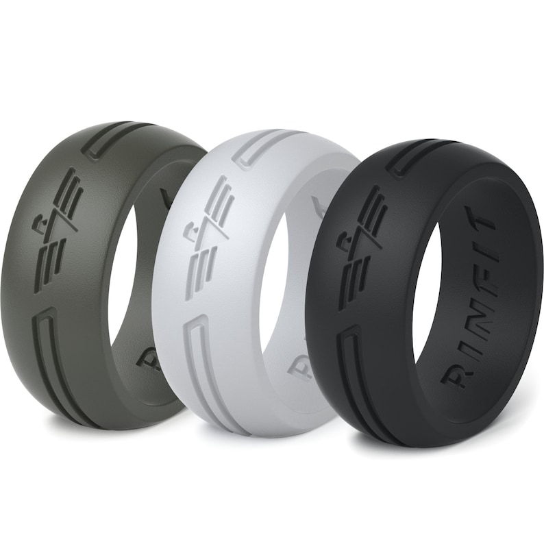 Rinfit Silicone Wedding Ring for Men - Soft Rubber Wedding Band ...