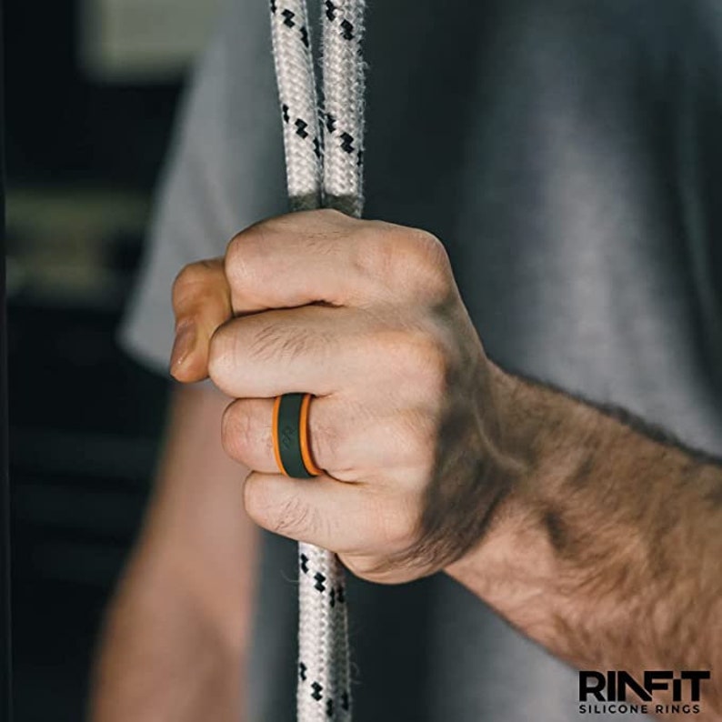 Rinfit Silicone Wedding Ring for Men - Soft Rubber Wedding Band ...