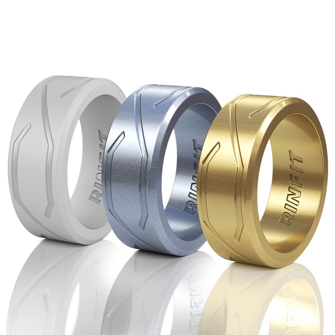 Rinfit Silicone Wedding Ring for Men - Soft Rubber Wedding Band ...