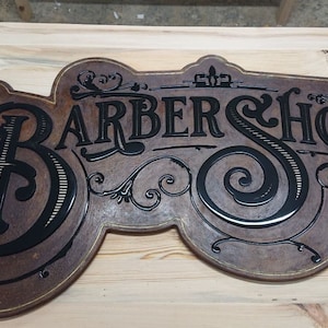 Vintage Sign - CORTEN - Epoxy Resin - BARBER SHOP - handmade product