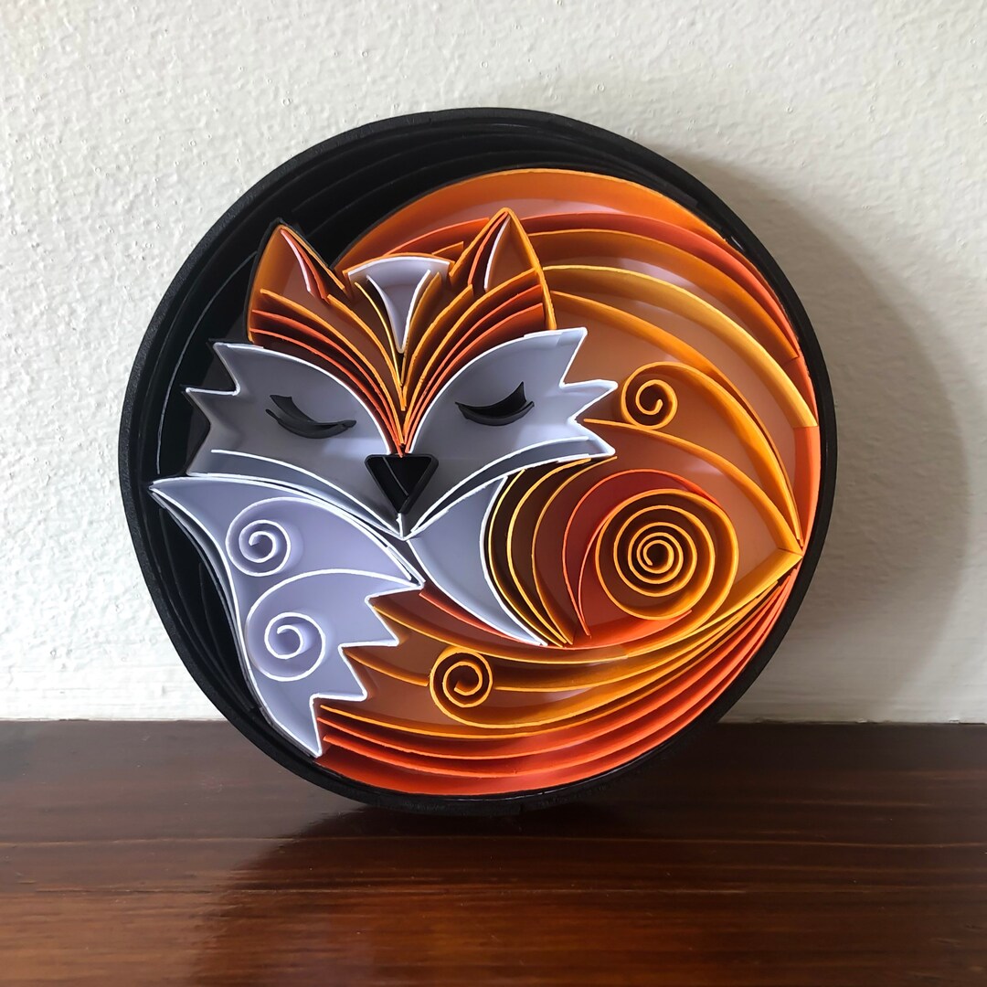 Fox Quilling Circular Framed Paper Quilled Art Small Etsy