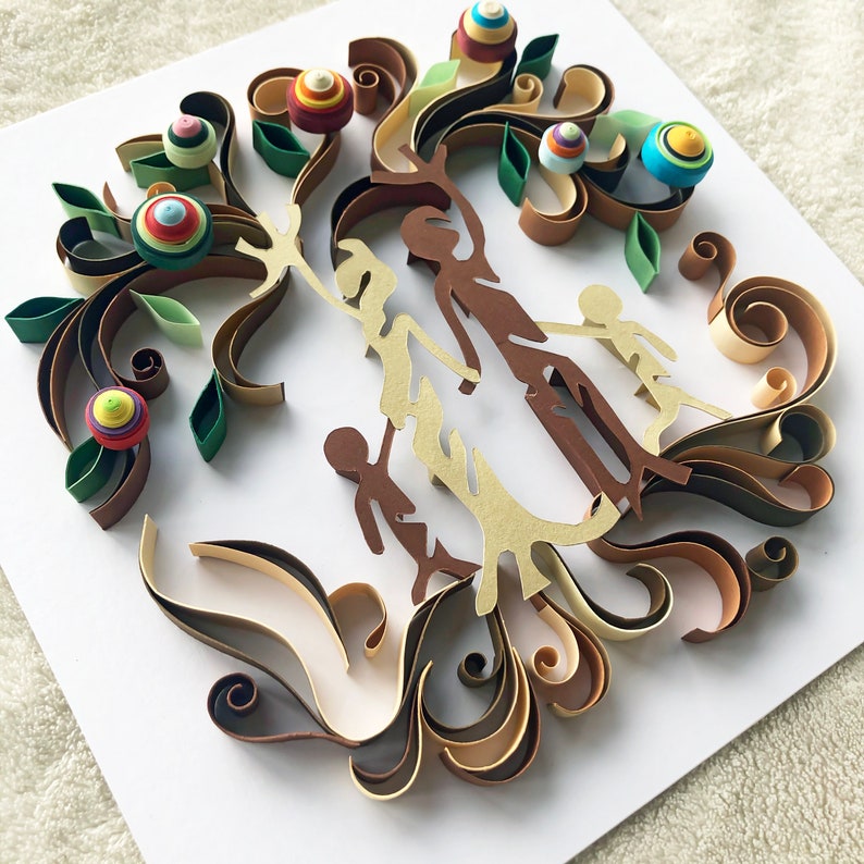 Tree of Life Sign, Family Tree Quilled Art, Mother and Children Wall