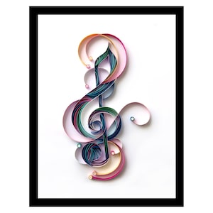 Décoration murale note de musique, clé de sol, art quilling - Décoration d'intérieur en papier 3D