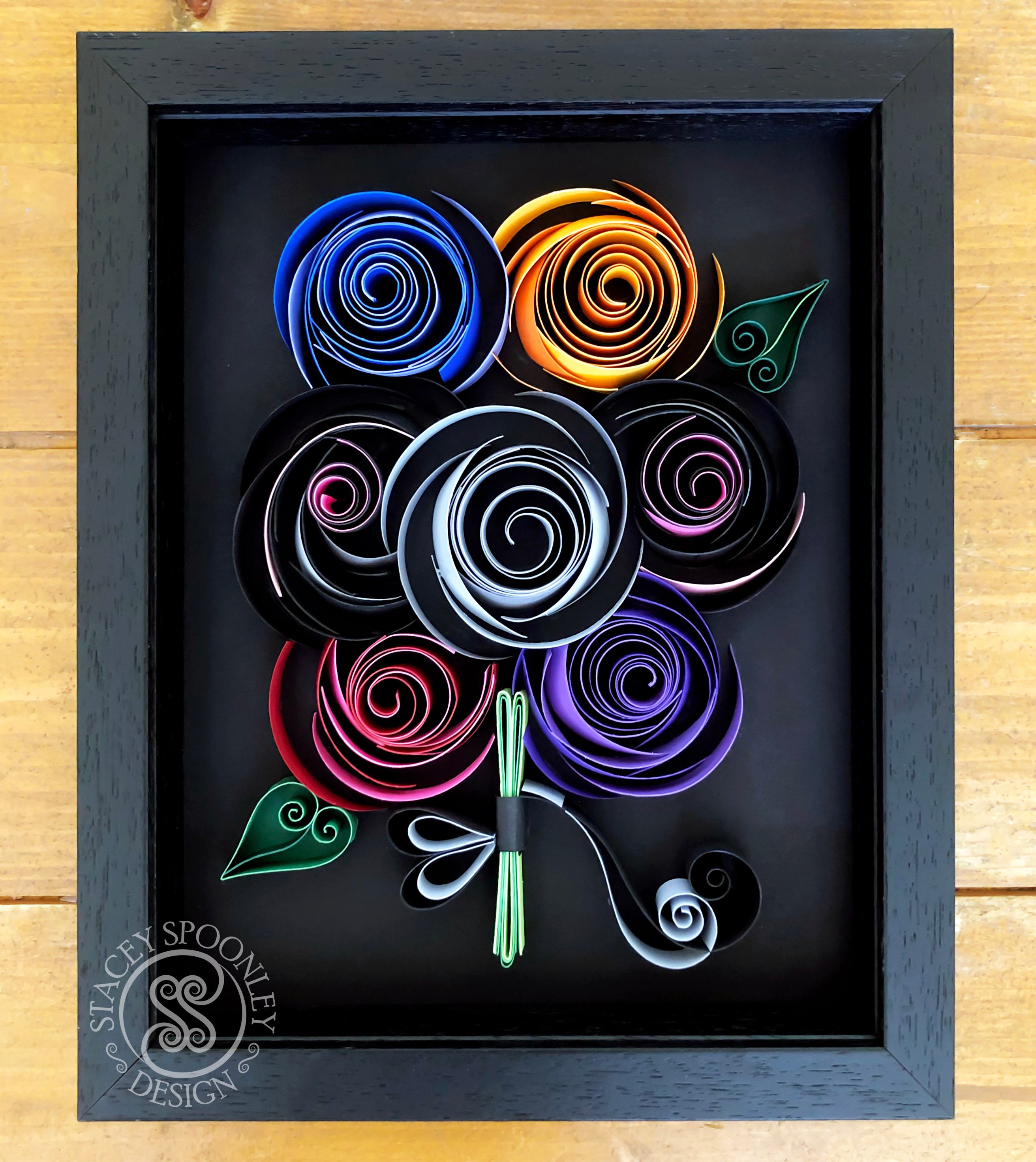 Black Flower Arrangement Monochromatic Paper Flowers Fantasy Black Paper  Flowers Handmade Eclectic Decor custom Colors Available 