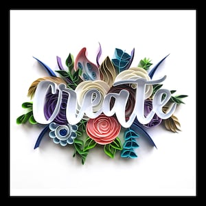 Name Art / Word Art typography in Quilled Flowers - Custom Handmade Quilling, Personalized Artwork with Quilling Paper Flowers, Floral