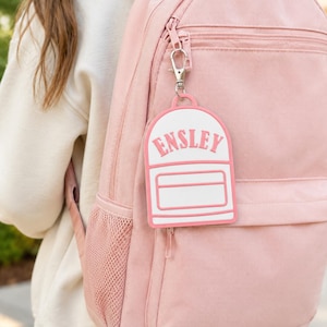 Llavero personalizado para mochila / Etiqueta personalizada para bolso con nombre, dije bicolor impreso en 3D