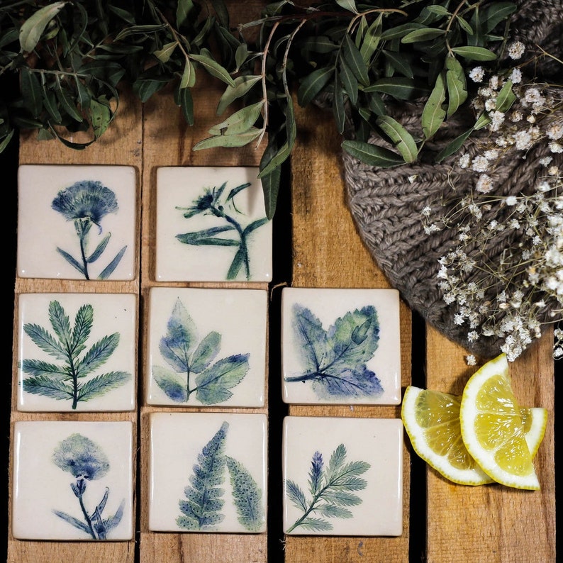 Ceramic tiles for interior wall cladding. Botanical handmade Etsy