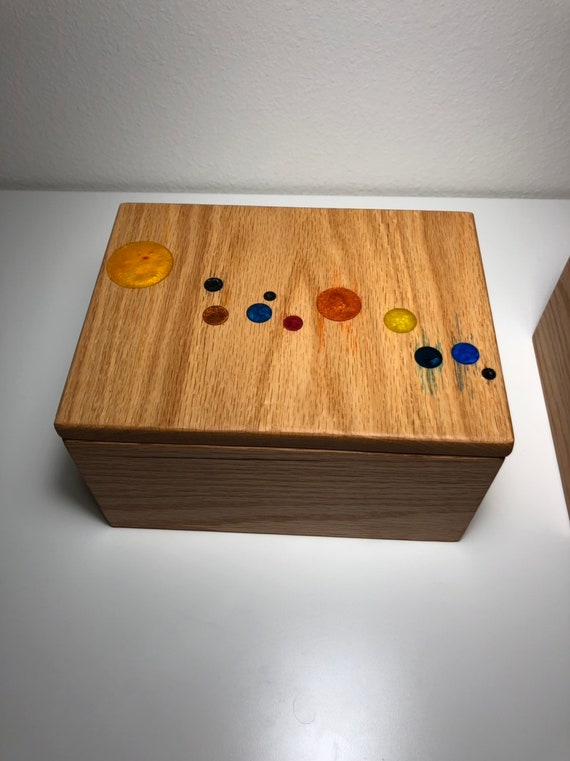 Handmade Oak Keepsake Box With Solar System Inlay