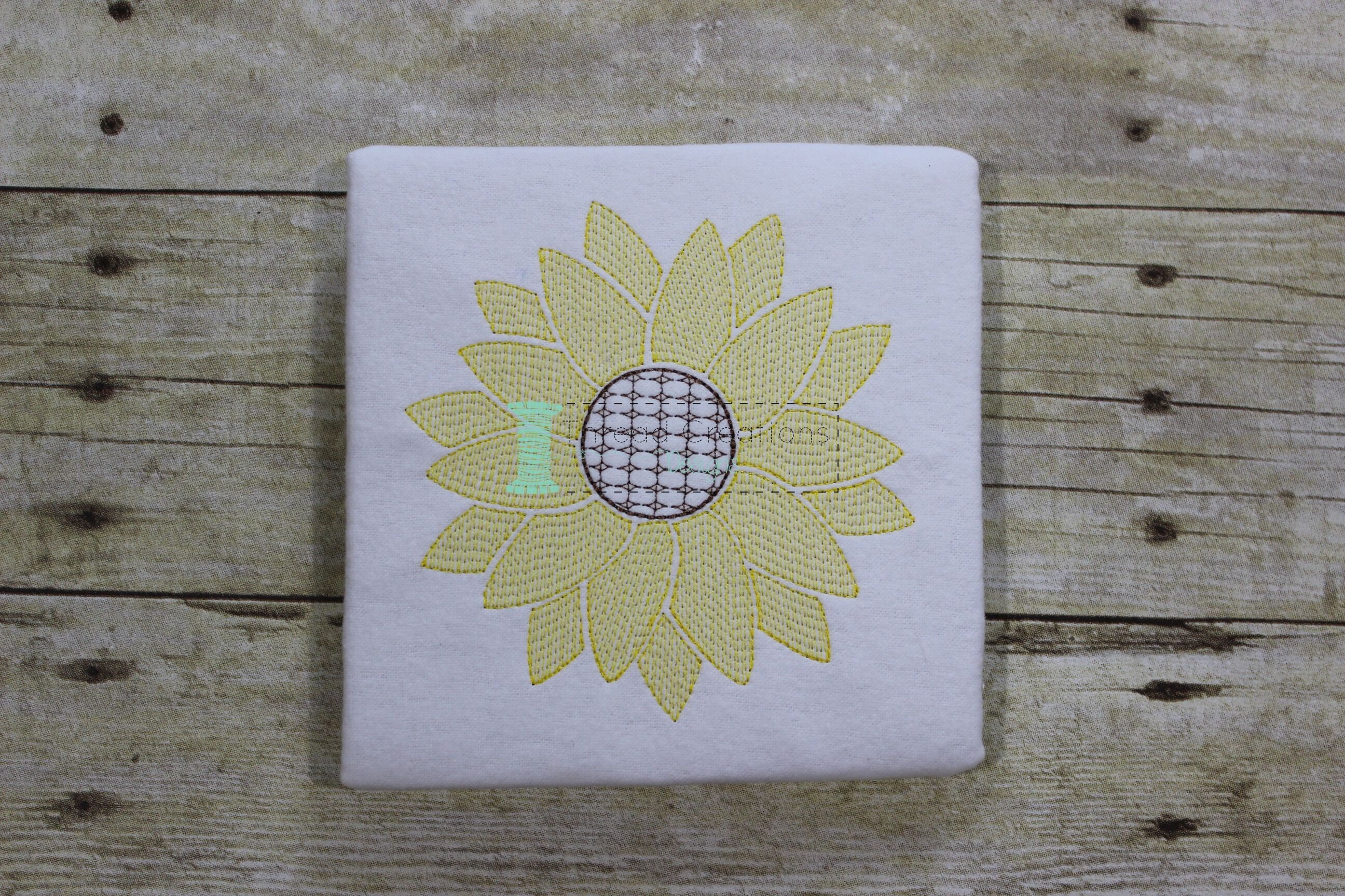 Sketch Sunflower Embroidery Design Etsy