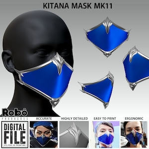 Mortal Kombat 11  Kitana Mask Cosplay - MK11 - 3D Model STL Files
