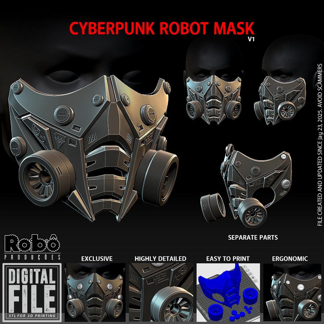 Cyberpunk Techwear Robot Mask - 3D Model STL Files - Etsy