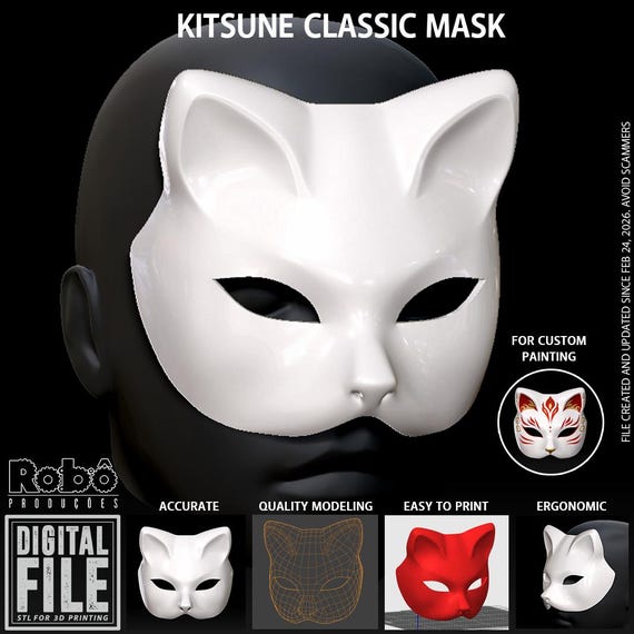 Kitsune Classic Mask – Traditional Japanese Fox Mask – Cosplay