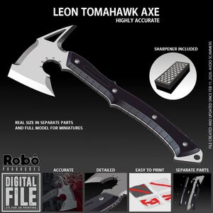 Leon Tomahawk Axe STL – Resident Evil Cosplay Prop Digital File for 3D Print