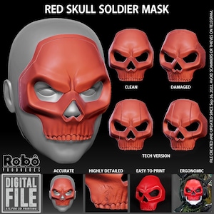 Masque de soldat crâne rouge Cosplay - Fichier d'impression 3D modèle 3D
