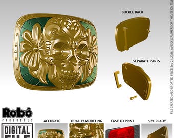 Female Soldier Skull Belt Buckle for Cosplay - STL model 3D print file
