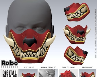 Kiriko ONI Mask: Japanese Oni Menpo Cosplay STL (3D Print File)