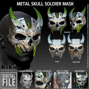 Máscara de soldado calavera de metal - Archivo STL para impresión 3D