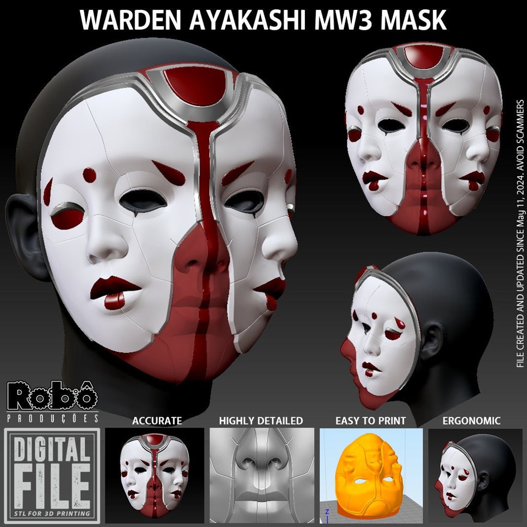 Warden Ayakashi Mask - STL Model 3D Print File - Etsy