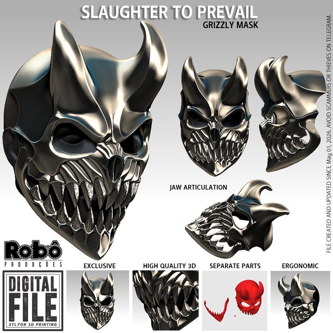 Alex Terrible Mask STL File: Slaughter to Prevail Grizzly 3D Print