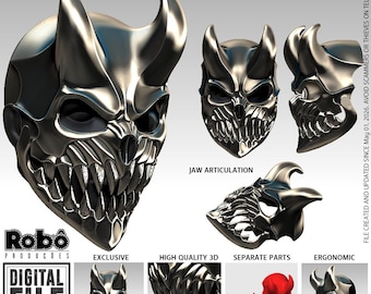 Miniature STP Style 3D Necklace Medallion Mini Skull Mask Chain