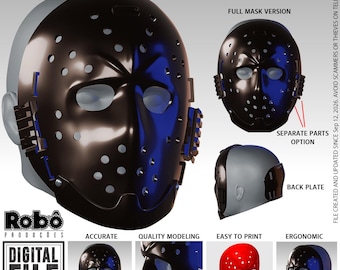 Male Soldier Tatical Hockey Mask - STL model 3D print file