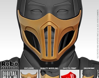 Mortal Kombat Ninja Scorpion - SubZero Classic Mask - 3D Model STL Files