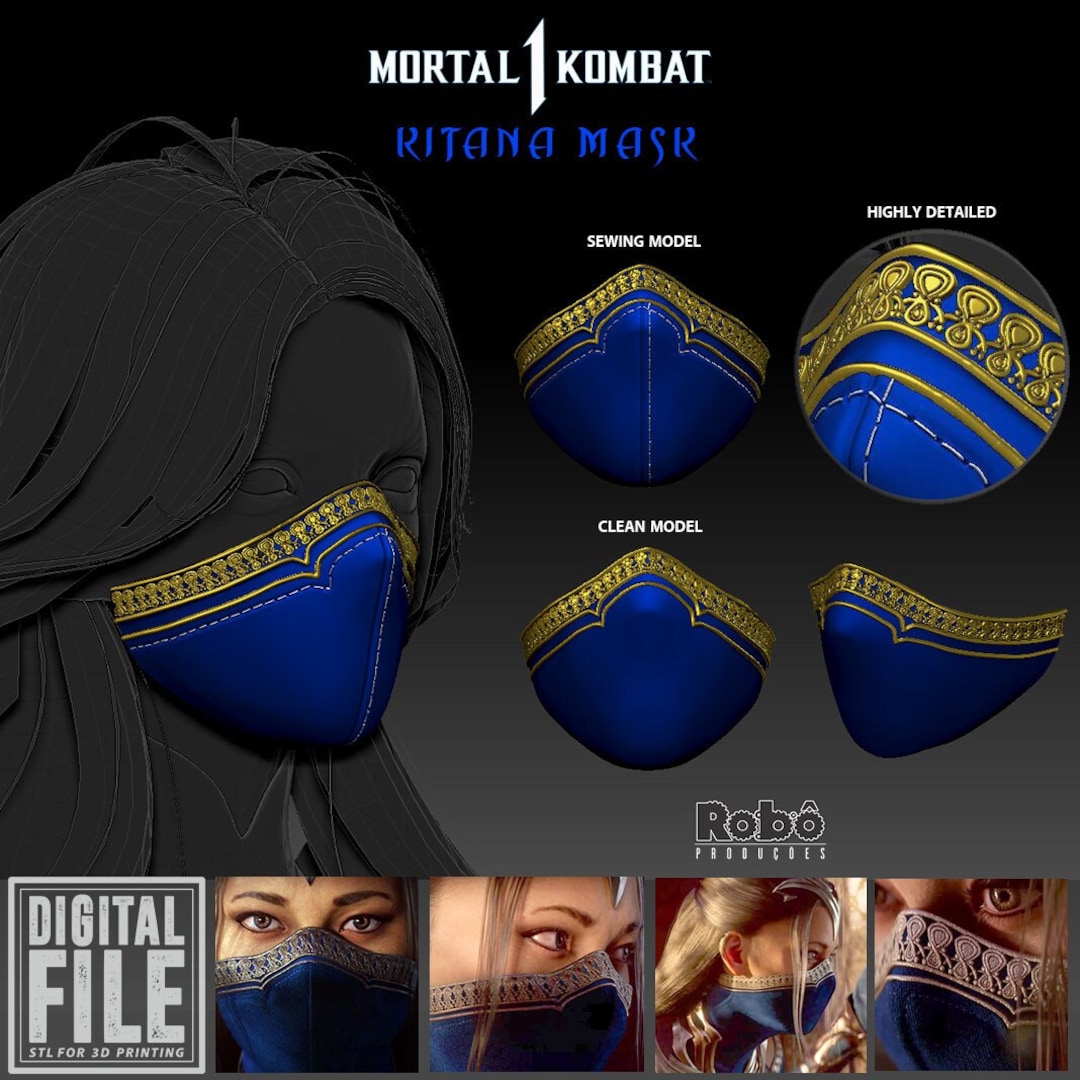 Mortal Kombat 1 Kitana Mask Cosplay MK12 3D Model STL Etsy