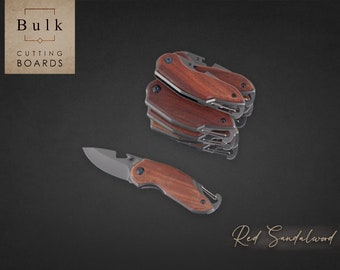 Pack of Red Sandalwood Pocket Knives - 2.5" Blade , 5.5" Total - Pocket Knife, Folding Knife, Bottle Opener